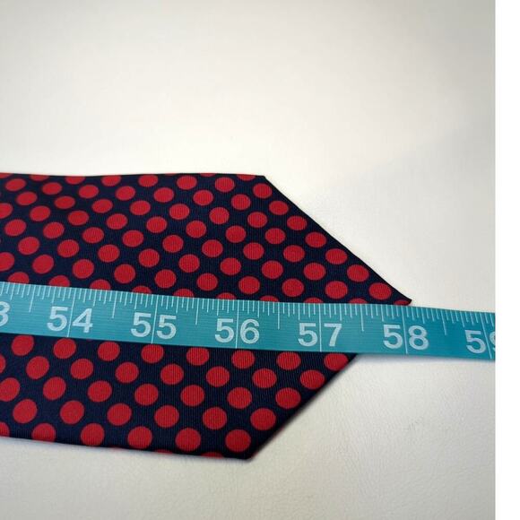 Faconnable 100% Silk Tie Made in France Blue and Red Dot Pattern - Picture 5 of 5